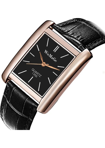 Stil 6 2022 Yeni Kare Erkek Saat Gül Altın Gümüş Kasa Erkek Saatler Moda Lüks Marka Deri Band Kuvars Saat Montre Homme Vintage (Yurt Dışından)