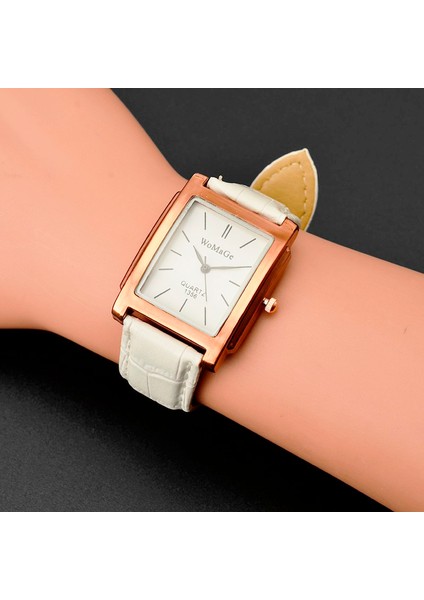 Stil 6 2022 Yeni Kare Erkek Saat Gül Altın Gümüş Kasa Erkek Saatler Moda Lüks Marka Deri Band Kuvars Saat Montre Homme Vintage (Yurt Dışından)