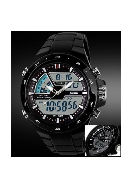 Siyah Skmei Erkekler Spor Saatler Askeri Rahat Spor Erkek Saati Kuvars-Izle Su Geçirmez Silikon Saat Erkek S Şok Relogio Masculino (Yurt Dışından)