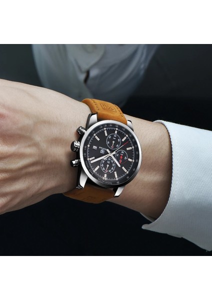 L Kahverengi Gümüş Siyah Benyar Moda Kronograf Spor Erkek Saatler Üst Marka Lüks Kuvars Izle Reloj Hombre Saat Saat Erkek Saat Relogio Masculino (Yurt Dışından) modelleri
