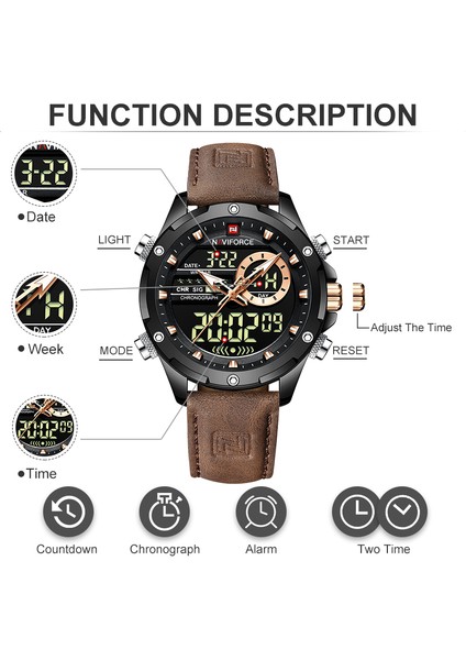 G G Kutusu ile Navıforce Dijital Erkekler Askeri Izle Su Geçirmez Kol Saati LED Kuvars Saat Spor Izle Erkek Büyük Saatler Erkekler Relogios Masculino (Yurt Dışından) fırsatları