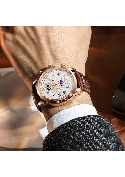 Gümüş Siyah 100% Orijinal Lıge Izle Erkekler Için Üst Marka Su Geçirmez Spor Chronograph Izle Saat 2022 Yeni Moda Lüks Deri Kol Saatleri (Yurt Dışından)