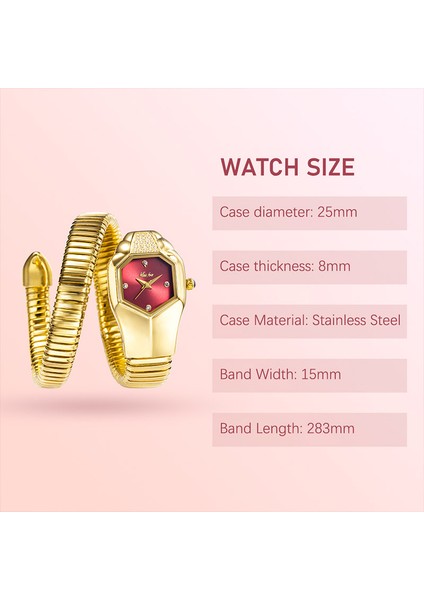 Altın Kırmızı Lüks Marka Kadın Izle Yılan Kuvars Bayanlar Altın Izle Elmas Kol Saati Kadın Moda Bilezik Saatler Saat Reloj Mujer Yeni (Yurt Dışından)