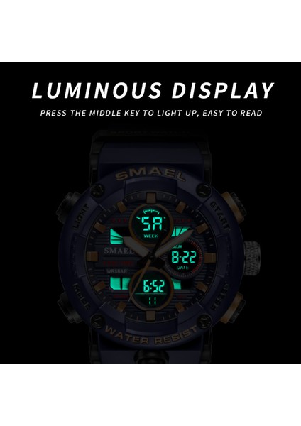 Lıghtblue Spor Saatler Erkekler Askeri Izle Dijital LED Işık 50 M Su Geçirmez Kol Saati Kronometre Saat Erkek 8038 Kuvars Izle Spor (Yurt Dışından) fırsatları