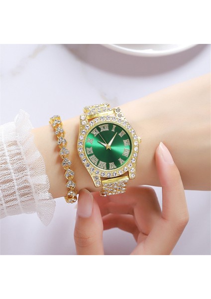 Yeşil Izle Bir Zincir Moda Taklidi Roma Ölçekli Bayanlar Çelik Bant Izle Trendy Yıldız Seti Elmas Ingiliz Alaşım Bilezik Izle Kadın Reloj De Mujer (Yurt Dışından)