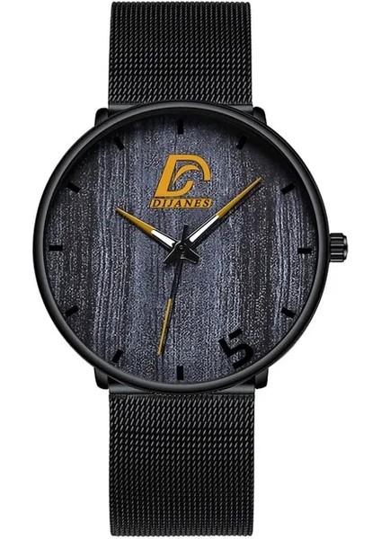 Örgü Siyah Turuncu Reloj Hombre Erkek Moda Ultra Ince Minimalist Saatler Erkekler Iş Paslanmaz Çelik Hasır Kemer Kuvars Izle Relogio Masculino (Yurt Dışından)