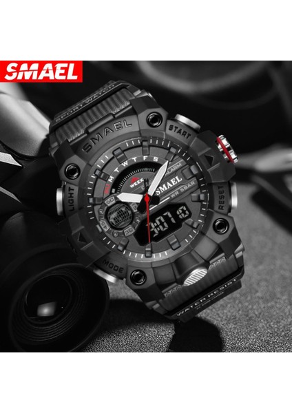 Siyah Altın Askeri Saatler Erkekler Spor Izle Yeni 50 M Su Geçirmez Kol Saati Kronometre Alarm LED Işık Dijital Saatler 8040 Erkek Spor Saat (Yurt Dışından) modelleri