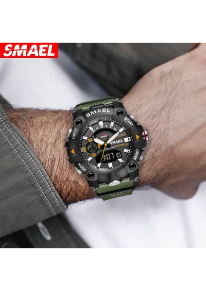 Siyah Altın Askeri Saatler Erkekler Spor Izle Yeni 50 M Su Geçirmez Kol Saati Kronometre Alarm LED Işık Dijital Saatler 8040 Erkek Spor Saat (Yurt Dışından) indirimleri