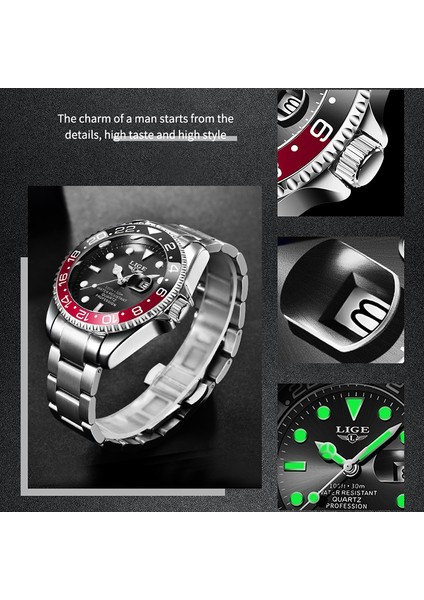 Kırmızı Mavi 2022 Saatler Moda Yeni Lıge Erkek Iş Su Geçirmez Kuvars Kol Saati Erkekler Üst Marka Lüks Paslanmaz Çelik Spor Saat Erkek (Yurt Dışından) modelleri