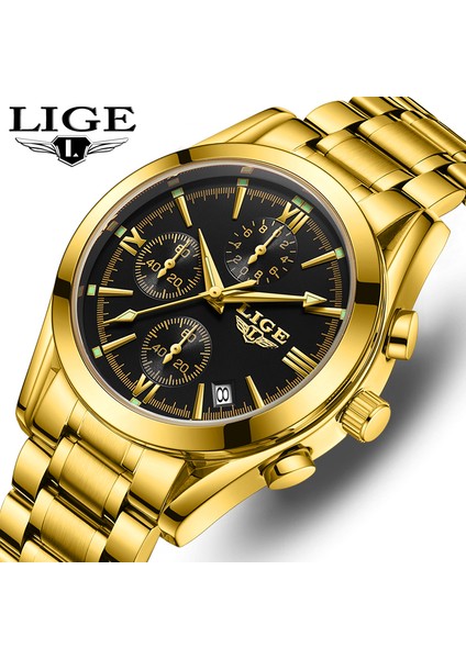 Beyaz Lıge Erkek Saatler Lüks Orijinal Paslanmaz Çelik Su Geçirmez Izle Erkekler Için Çok Fonksiyonlu Kuvars Kol Saati Altın Erkek Izle (Yurt Dışından) fiyatları