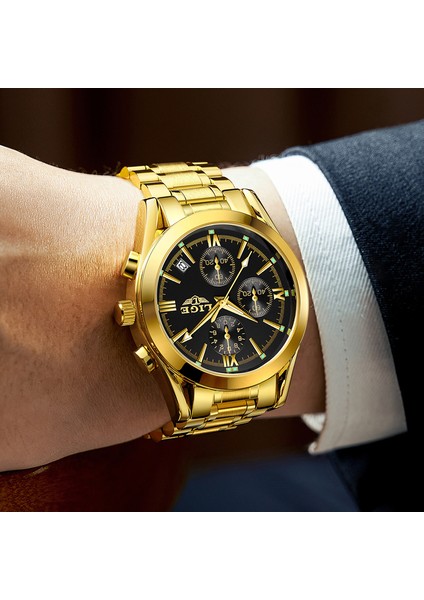 Beyaz Lıge Erkek Saatler Lüks Orijinal Paslanmaz Çelik Su Geçirmez Izle Erkekler Için Çok Fonksiyonlu Kuvars Kol Saati Altın Erkek Izle (Yurt Dışından) modelleri