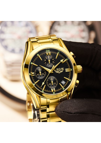 Beyaz Lıge Erkek Saatler Lüks Orijinal Paslanmaz Çelik Su Geçirmez Izle Erkekler Için Çok Fonksiyonlu Kuvars Kol Saati Altın Erkek Izle (Yurt Dışından) fırsatları
