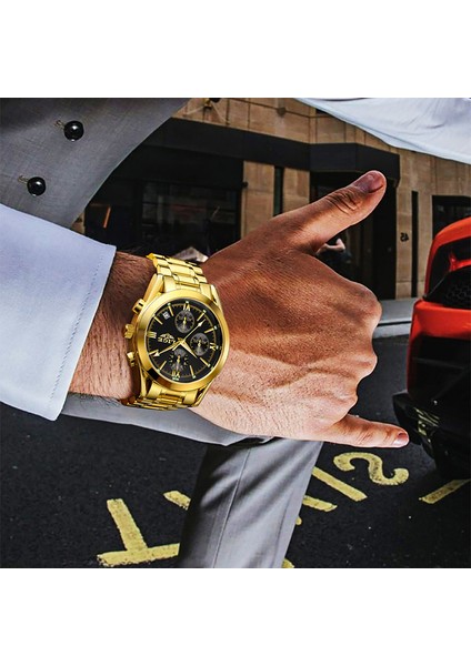 Beyaz Lıge Erkek Saatler Lüks Orijinal Paslanmaz Çelik Su Geçirmez Izle Erkekler Için Çok Fonksiyonlu Kuvars Kol Saati Altın Erkek Izle (Yurt Dışından) indirimleri