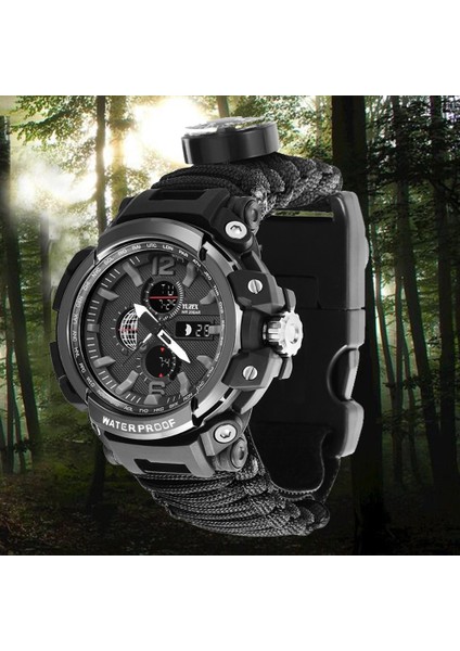 Kamuflaj Hiçbir Kutu Açık Survival Izle Çok Fonksiyonlu Su Geçirmez Askeri Taktik Paracord Izle Bilezik Kamp Yürüyüş Acil Durum Dişli Edc (Yurt Dışından)