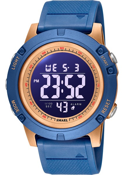 Mavi-Altın Digtial Spor Saatler Erkekler 50 M Su Geçirmez LED Arka Işık Kronometre Çalar Saat Otomatik Tarih Kol Saatleri 1902 Spor Izle Askeri (Yurt Dışından)