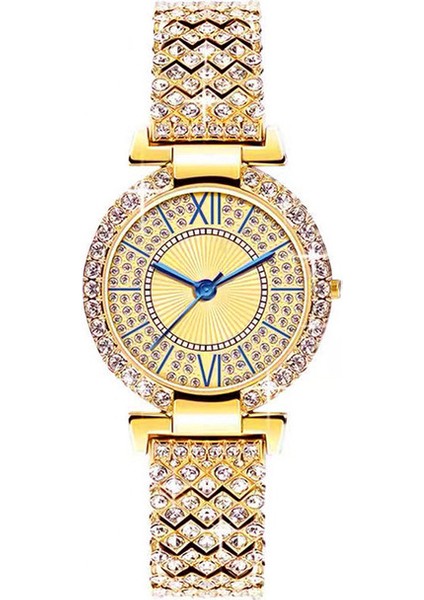 Altın Lüks Bilezik Saatler Kadınlar Kristal Elbise Kol Saatleri Saat Kadın Moda Rahat Kuvars Izle Reloj Mujer Relogio Feminino (Yurt Dışından)