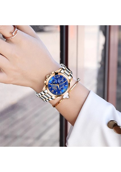Altın Mavi Yeni Moda Bayan Izle Üst Lıge Marka Lüks Yaratıcı Çelik Kadın Bilezik Saatler Kadın Su Geçirmez Saat Relogio Feminino (Yurt Dışından)