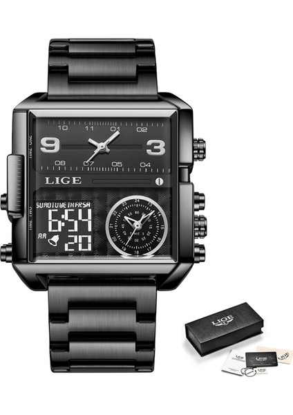 Siyah S Kare Saatler Erkek Lüks Üst Marka Lıge Kuvars Kol Saati Moda Spor ve Nedensel Iş Izle Erkek Saat Reloj Hombres (Yurt Dışından)