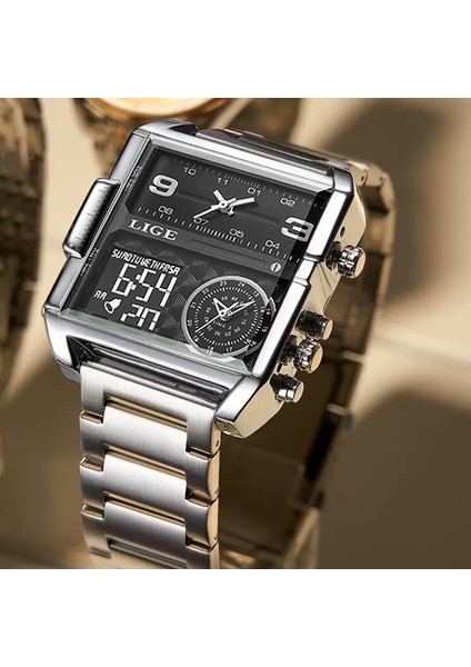 Siyah S Kare Saatler Erkek Lüks Üst Marka Lıge Kuvars Kol Saati Moda Spor ve Nedensel Iş Izle Erkek Saat Reloj Hombres (Yurt Dışından)