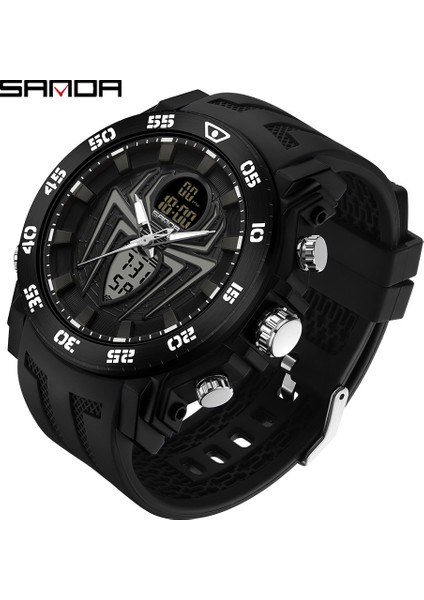 Siyah 1 Sanda Erkekler Askeri Saatler Moda Spor Izle Analog Elektronik LED Kol Saatleri Adam Saat Relogio Masculino Su Geçirmez 50 M (Yurt Dışından)