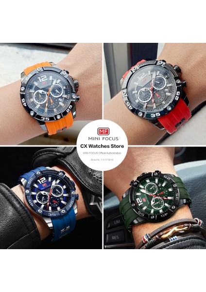 0349ORANGE-BOX Mını Focus Turuncu Erkekler Için Askeri Spor Kronograf Kuvars Kol Saati Silikon Kayışlı Su Geçirmez Aydınlık Eller 0349 (Yurt Dışından) fırsatları