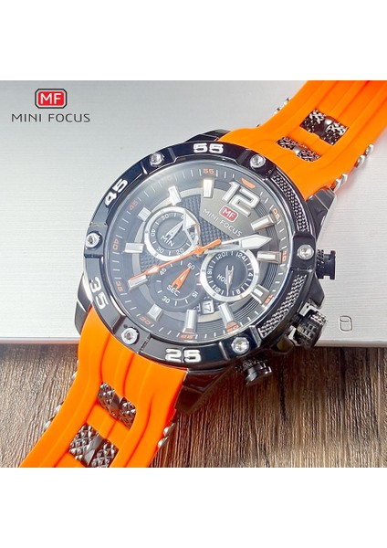 0349ORANGE-BOX Mını Focus Turuncu Erkekler Için Askeri Spor Kronograf Kuvars Kol Saati Silikon Kayışlı Su Geçirmez Aydınlık Eller 0349 (Yurt Dışından) indirimleri