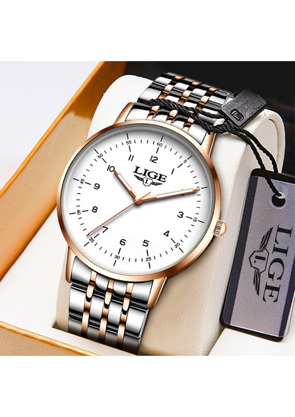 Gül Altın Siyah Lıge Lüks Marka Erkek Saatler Moda Iş Izle Erkekler Için Paslanmaz Çelik Su Geçirmez Kol Saati Aydınlık Kuvars Izle Saat (Yurt Dışından) fiyatları