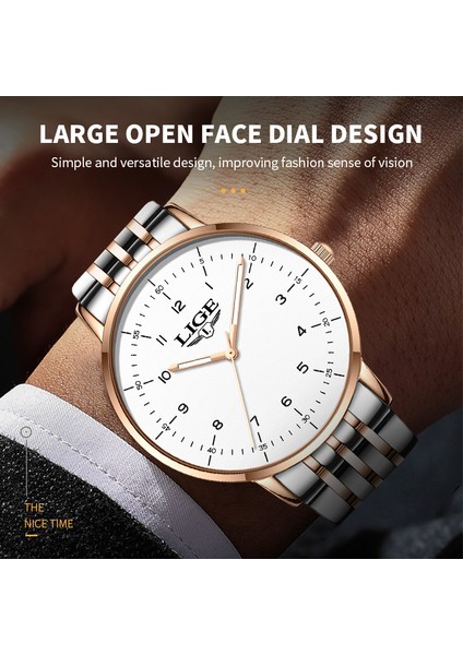 Gül Altın Siyah Lıge Lüks Marka Erkek Saatler Moda Iş Izle Erkekler Için Paslanmaz Çelik Su Geçirmez Kol Saati Aydınlık Kuvars Izle Saat (Yurt Dışından) fırsatları