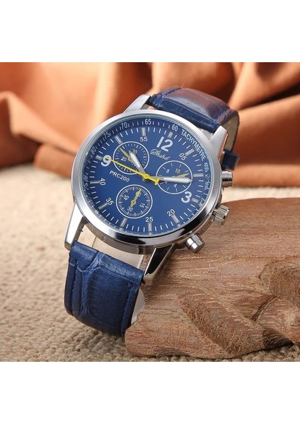 8077BLUE Moda Gündelik Erkek Tarzı ve Yavaş Kayış Izle Üç Göz Altı Dikiş Eğlence Moda Aktivite Saati, Kuvars Saat (Yurt Dışından)