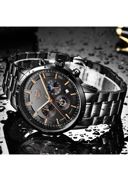 Siyah Gül Altın 2020 Yeni Lıge En Orijinal Erkek Saatler Moda 30 M Su Geçirmez Erkekler Için Çok Fonksiyonlu Kronograf Spor Izle Aydınlık + Kutu (Yurt Dışından) modelleri