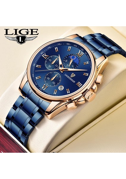 Gümüş Siyah Lıge Erkekler Izle Lüks Marka Spor Izle Erkekler Için Büyük Arama Chronograph Kuvars Kol Saati Askeri Su Geçirmez Çelik Bant Saat (Yurt Dışından) fiyatları