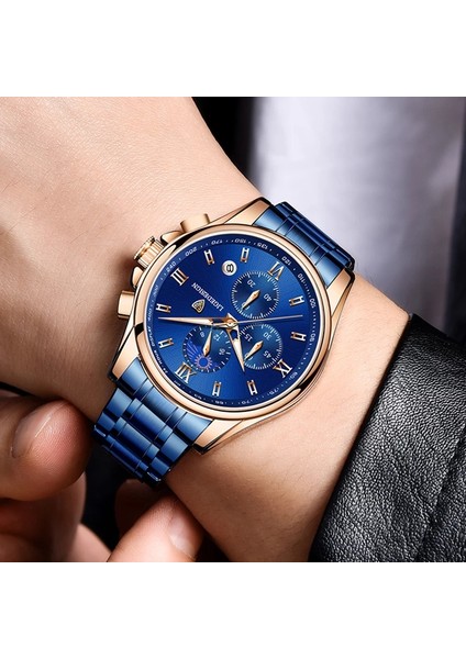 Gümüş Siyah Lıge Erkekler Izle Lüks Marka Spor Izle Erkekler Için Büyük Arama Chronograph Kuvars Kol Saati Askeri Su Geçirmez Çelik Bant Saat (Yurt Dışından) indirimleri