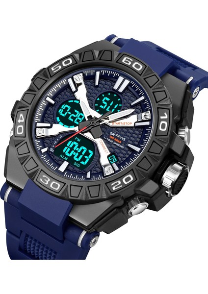 S8026 Turuncu Yeni Stryve Marka Spor Relojs Sıcak Erkek Dijital-Analog Çift Hareketli Aydınlık Takvim 5ATM Su Geçirmez Saatler S8025 S8026 (Yurt Dışından) indirimleri