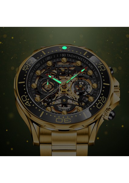 Altın Siyah Lıge Altın Erkek Saatler Top Marka Lüks Paslanmaz Çelik Kuvars Izle Erkekler Için Spor Su Geçirmez Saatler Erkek Relogio Masculino (Yurt Dışından) fırsatları