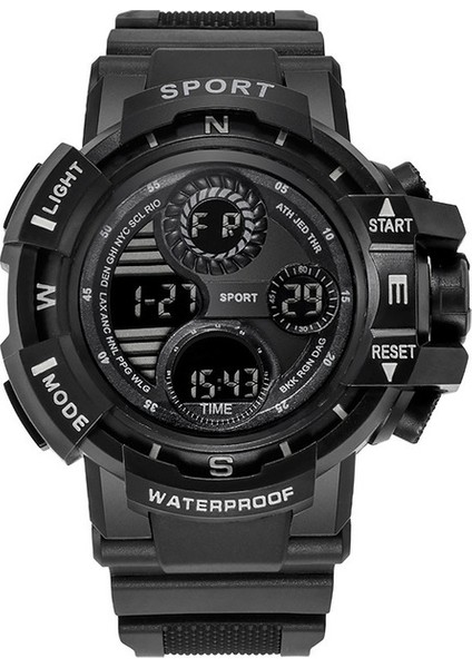 1-Siyah Yıkaze Siyah Erkekler Için Dijital Saat Spor Saatler Su Geçirmez Açık Kronograf El Saati G Piyade Şok Öğrenci Kol Saati (Yurt Dışından)