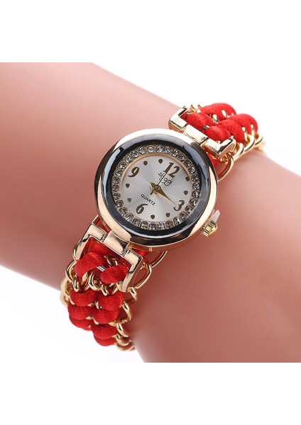 Pembe Moda Kadın Bilezik Izle Altın Örgülü Halat Kuvars Kol Saati Nedensel Ayarlanabilir Kol Saati Saat Kız Saatler Relojes Mujer (Yurt Dışından)