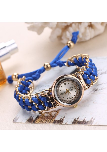 Pembe Moda Kadın Bilezik Izle Altın Örgülü Halat Kuvars Kol Saati Nedensel Ayarlanabilir Kol Saati Saat Kız Saatler Relojes Mujer (Yurt Dışından)