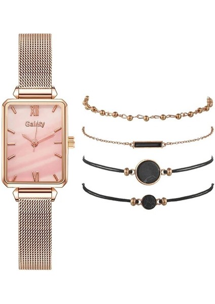 5 Adet Mıknatıs Pembe 5 Adet Set Moda Izle Kadınlar Için Kare Deri Bayanlar Bilezik Saatler Kuvars Kol Saati Kadın Siyah Saat Reloj Dropshipping (Yurt Dışından)