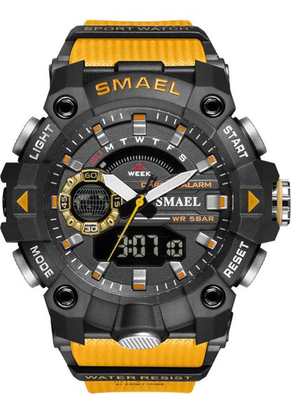 Turuncu Smael En Lüks Marka Askeri Erkek Spor Izle Su Geçirmez Kuvars Kol Saati Kronometre Alarm LED Işık Dijital Erkek Spor Saat (Yurt Dışından)