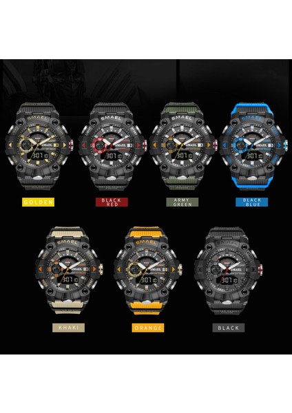 Turuncu Smael En Lüks Marka Askeri Erkek Spor Izle Su Geçirmez Kuvars Kol Saati Kronometre Alarm LED Işık Dijital Erkek Spor Saat (Yurt Dışından) indirimleri