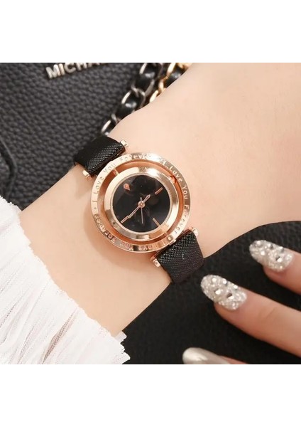 4061 Siyah Lüks Kadın Saatler Gül Altın Mıknatıs Net Kemer Bayanlar Bilek Saatler Kadran Kadın Bilezik Izle Kadın Saat Relogio Feminino (Yurt Dışından)