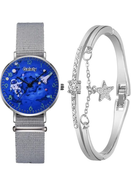 1 Adet Izle Yeşil Kadın Moda Saatler Örgü Örgü Bilek Bandı Izle Mavi Astronot Kadran Bayanlar Casual Saat Bilezik Saatler Set Relogio Feminino (Yurt Dışından) fiyatları