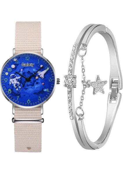 1 Adet Izle Yeşil Kadın Moda Saatler Örgü Örgü Bilek Bandı Izle Mavi Astronot Kadran Bayanlar Casual Saat Bilezik Saatler Set Relogio Feminino (Yurt Dışından) indirimleri
