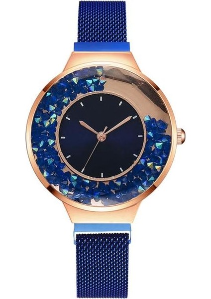 Mavi Lüks Kadın Mıknatıs Izle Moda Gül Altın Bayanlar Kristal Kuvars Bilek Saatler Rahat Kadın Bilezik Izle Reloj Mujer Saatler (Yurt Dışından)