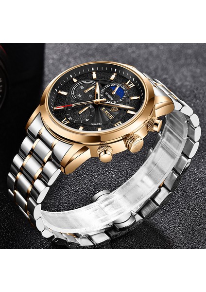 Rold Altın Beyaz S Yeni Lıge Marka Saatler Erkekler Için Paslanmaz Çelik Lüks Moda Kuvars Saatı Erkek Spor Saat Chronograph Relogio Masculino (Yurt Dışından)