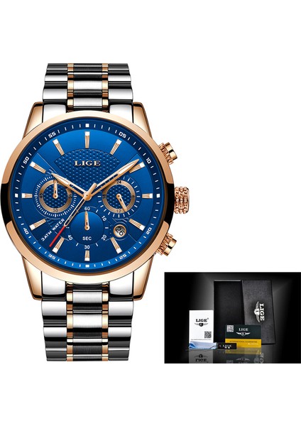 Gül Altın Mavi S Lıge Saatler Erkek Spor Kuvars Kronograf Kol Saatleri Lüks Paslanmaz Çelik Saat Aydınlık Tarih Erkekler Izle Relogio Masculino (Yurt Dışından)