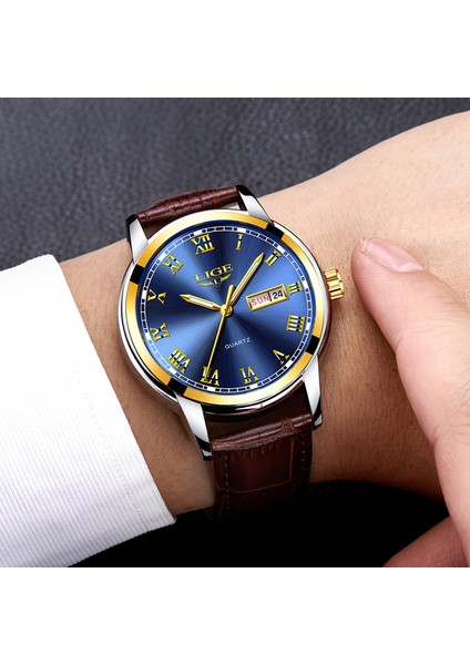 S Gümüş Lıge Üst Marka Lüks Erkek Saatler Aydınlık 3ATM Su Geçirmez Paslanmaz Izle Kuvars Erkekler Erkekler Için Tarih Takvim Iş Kol Saati (Yurt Dışından) indirimleri