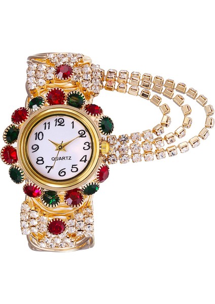 Çok Renkli Çok Renkli Lüks Bilezik Saatler Kadınlar Için Rhinestones ile Kristal Analog Bayanlar Kuvars Saatı Bayanlar Elbise Hediyelik Saat (Yurt Dışından)
