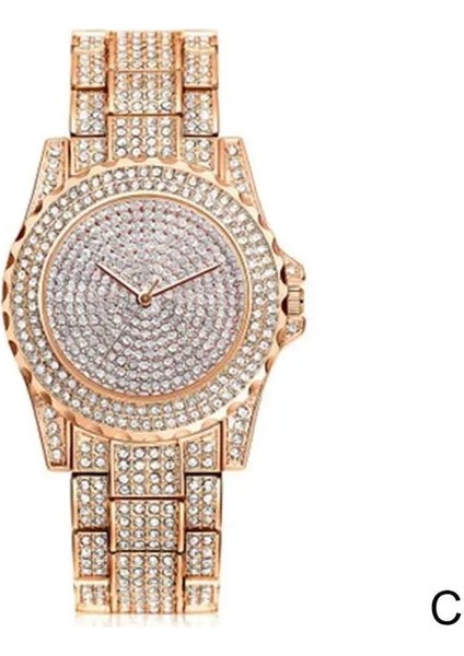 Gül Altın 3 Renk Lüks Elmas Kadın Moda Bilezik Saatler Gypsophila Dial Tasarım Zarif Bayanlar Kuvars Bilek Saatler Saat (Yurt Dışından)