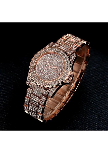 Gül Altın 3 Renk Lüks Elmas Kadın Moda Bilezik Saatler Gypsophila Dial Tasarım Zarif Bayanlar Kuvars Bilek Saatler Saat (Yurt Dışından) fırsatları